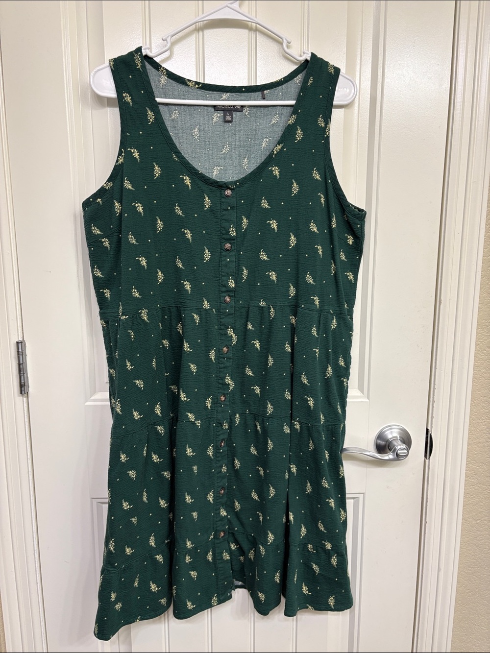 Toad&Co Dark Green Floral Button-Front Midi Dress